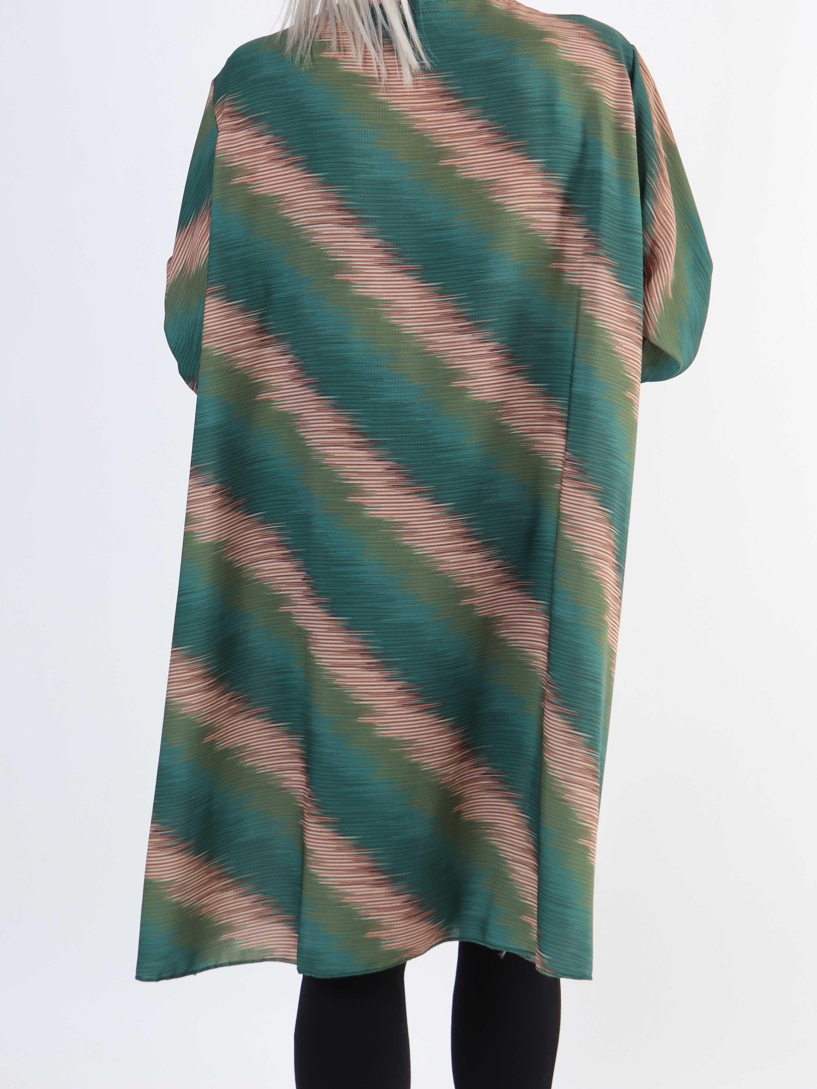 Claudia Stripe Dress - Plus size tunikakjole med print og lynlås